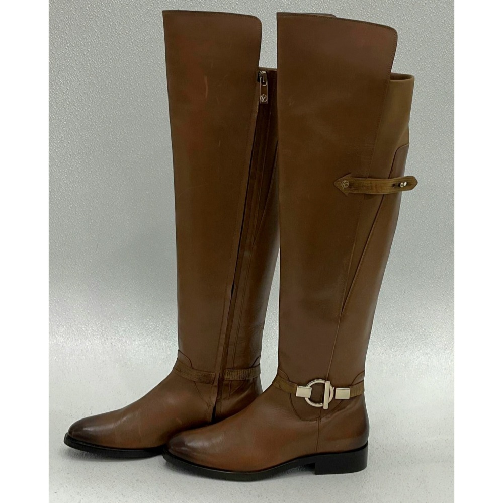 Franco Cuadra Womens Honey Brown Leather Knee High Riding Boots Buckle SZ8 Mx 25